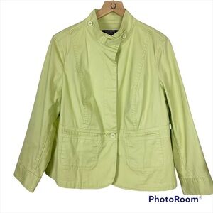 TALBOTS Cotton Spring Green Celery Lightweight Unlined Blazer Jacket 14W